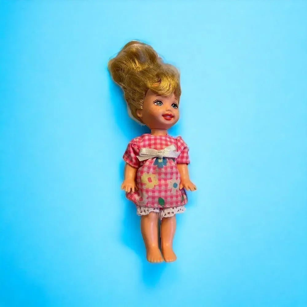 Barbie Kelly Doll 1990s Mattel 1994 1995 Blonde Pink Flower Dress GB